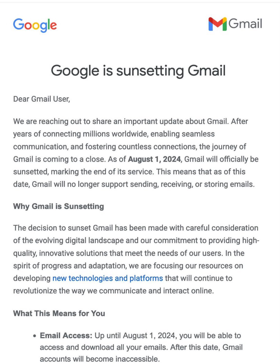 Google Gmail kapatmıyor