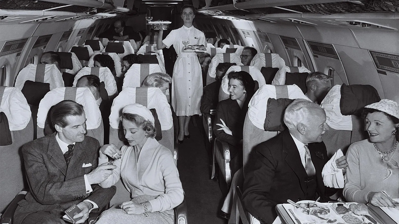 eski uçak yolcuları