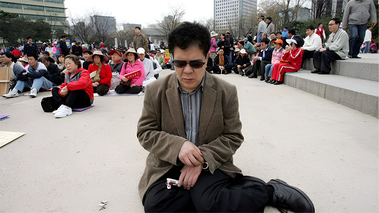 Güney Kore görme engelli protesto