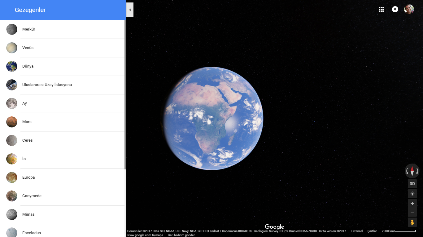 google haritalar da 16 farkli gezegen