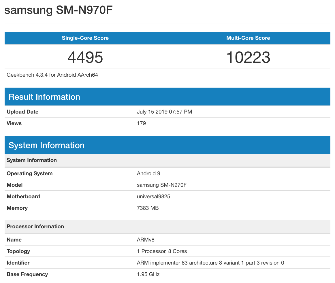 Samsung Galaxy Note10'un Exynos 9825'li Geekbench Skoru