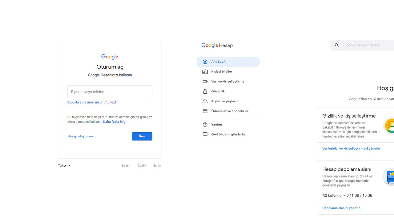 google hesabi gmail sifresi nasil