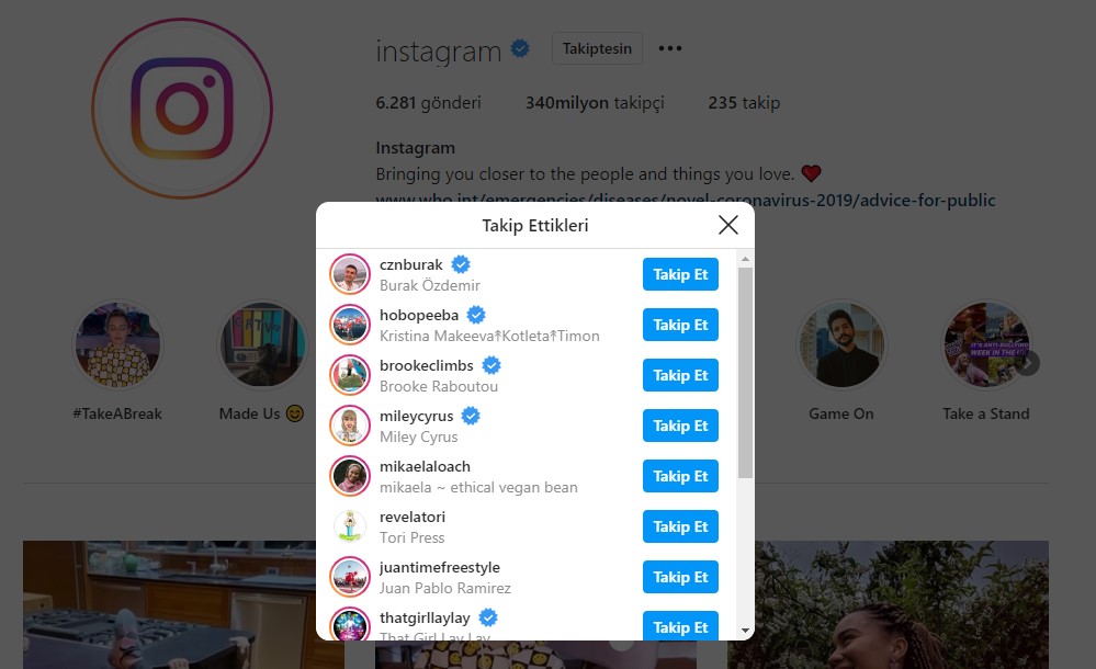 Instagram, Czn Burak takip etmeye balayp hikayesinde kendisine yer verdi!