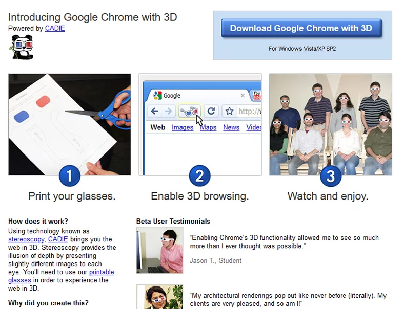 Google Chrome with 3D
