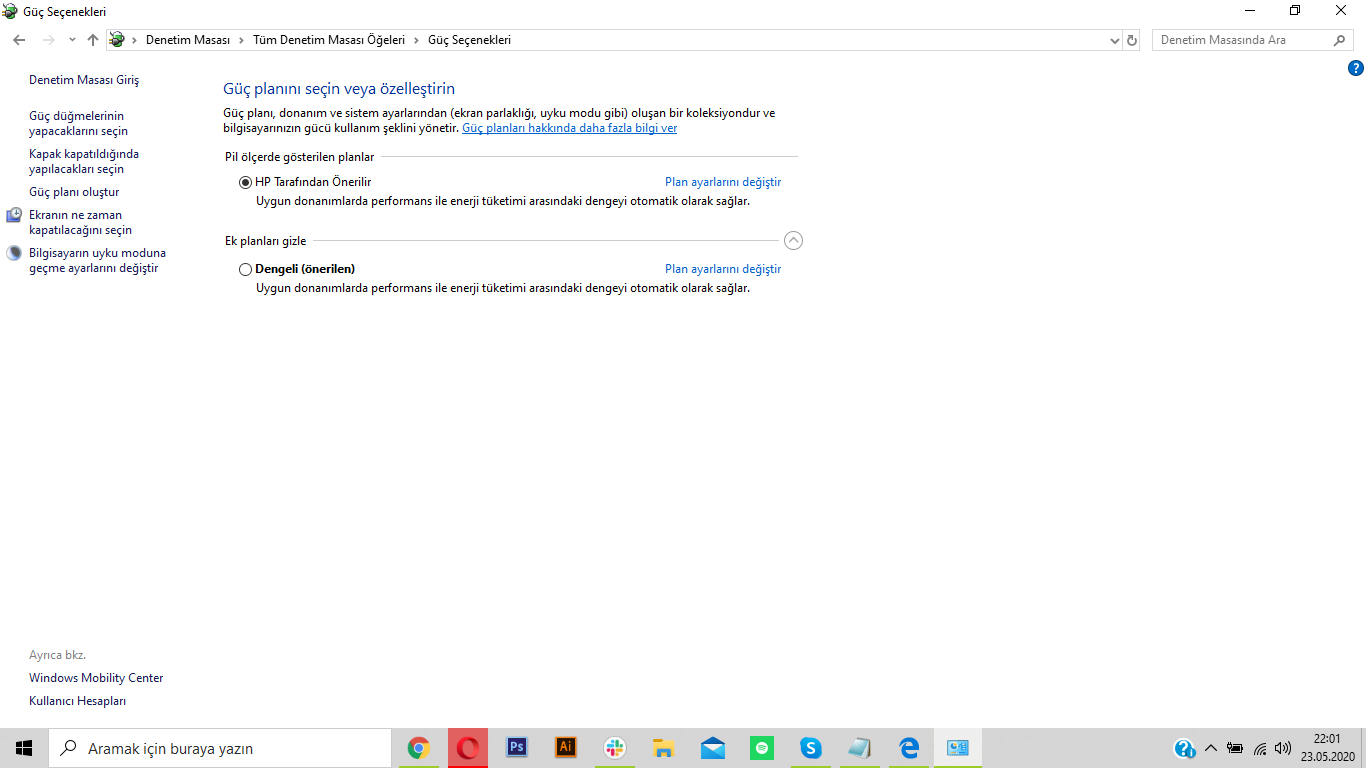 Windows 10 güç ayarlarını değiştirme