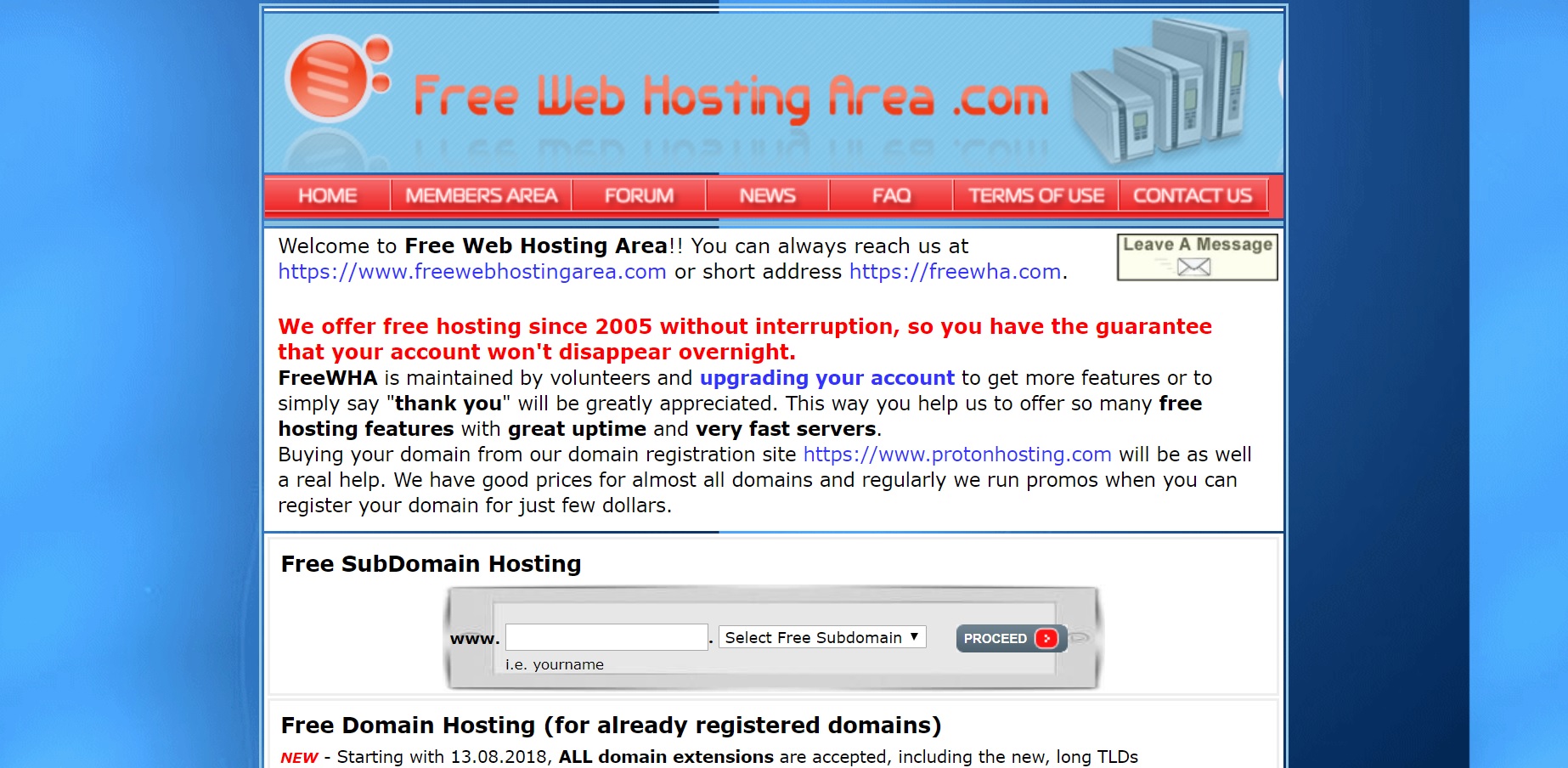 ücretsiz hosting