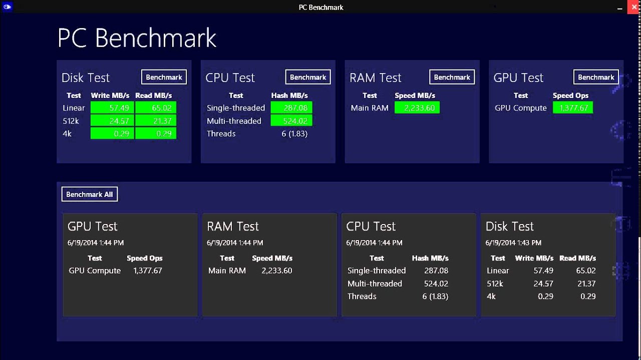 benchmark test 