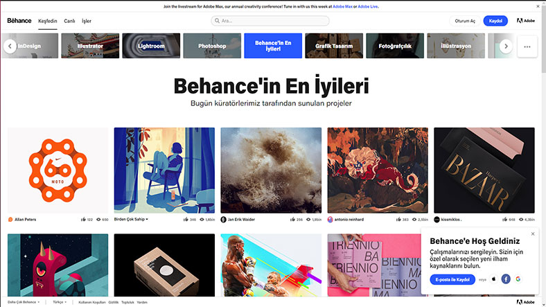 behance homepage