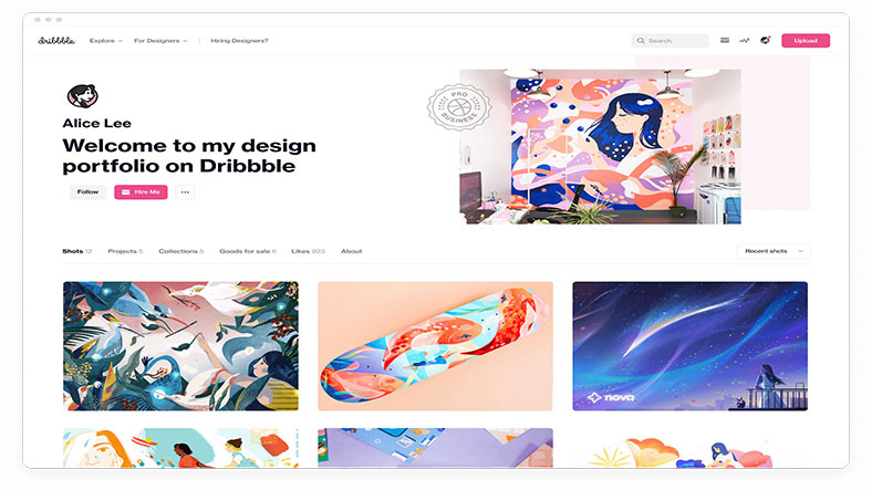dribbble home page