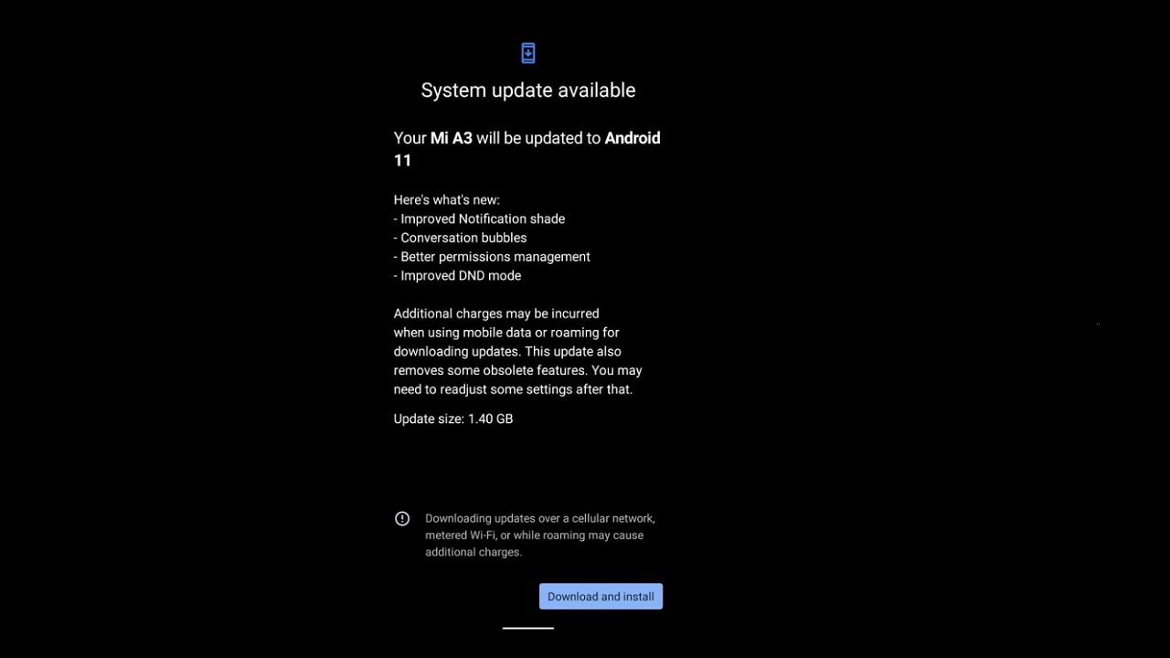Xiaomi Mi A3 Android 11 Güncellemesi