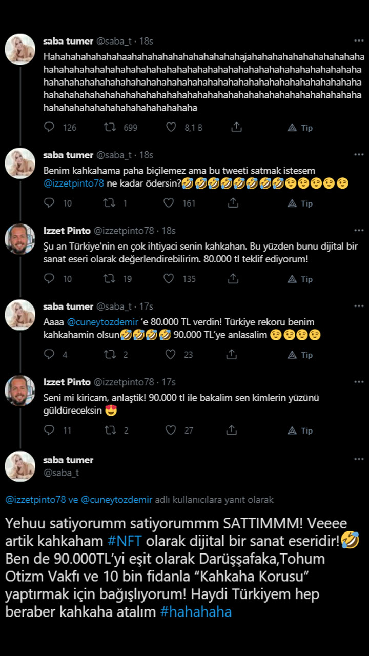 Saba Tümer'in Sattığı Tweet NFT Değil, Dümdüz Tweet