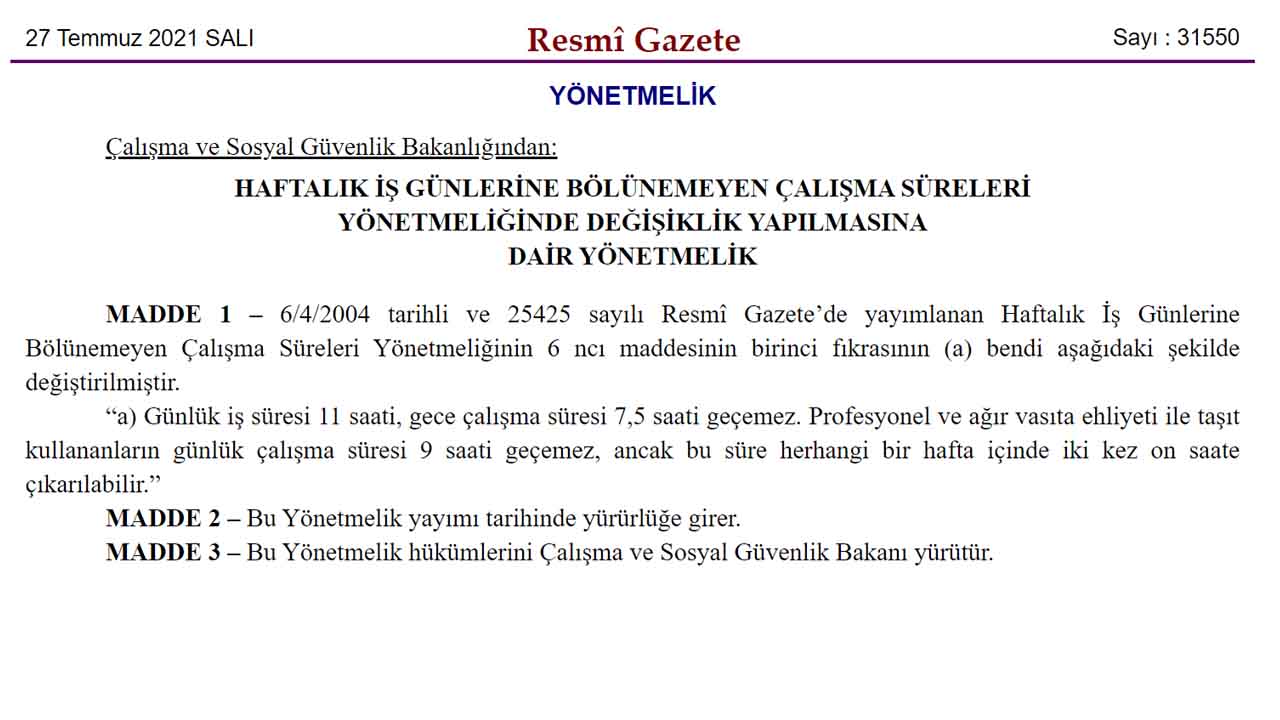 Günlük Çalışma Saatleri Düzenlendi: İşte Yeni Maksimum Çalışma Süresi