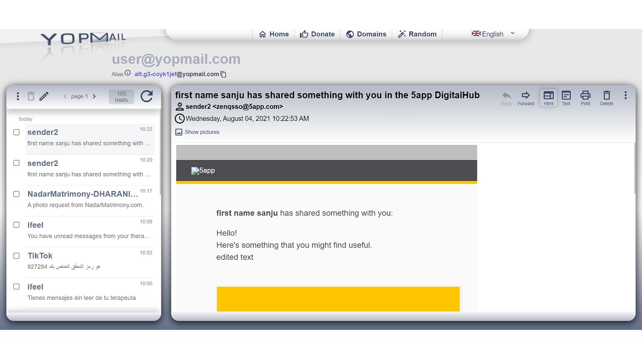 how to create a temporary email with yopmail probite