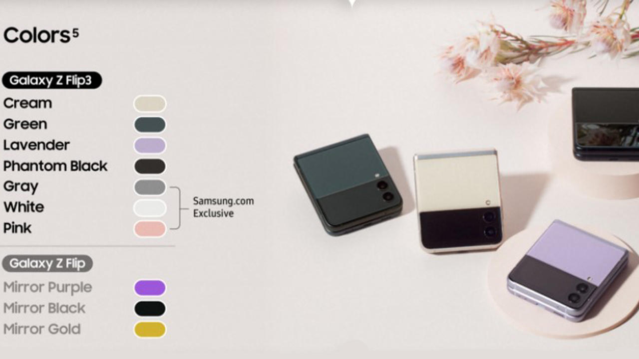 Samsung Galaxy Z Flip3 renk seçenekleri