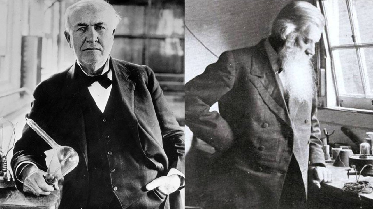 Thomas Edison (left) and Joseph Swan (right)