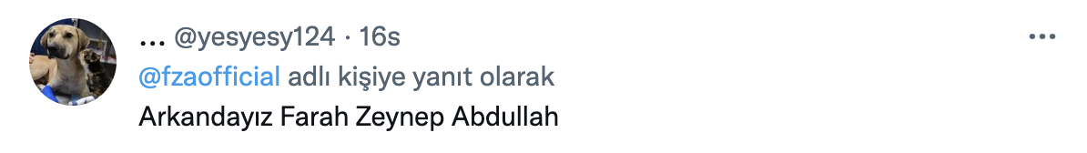 farah zeynep abdullah support tweet