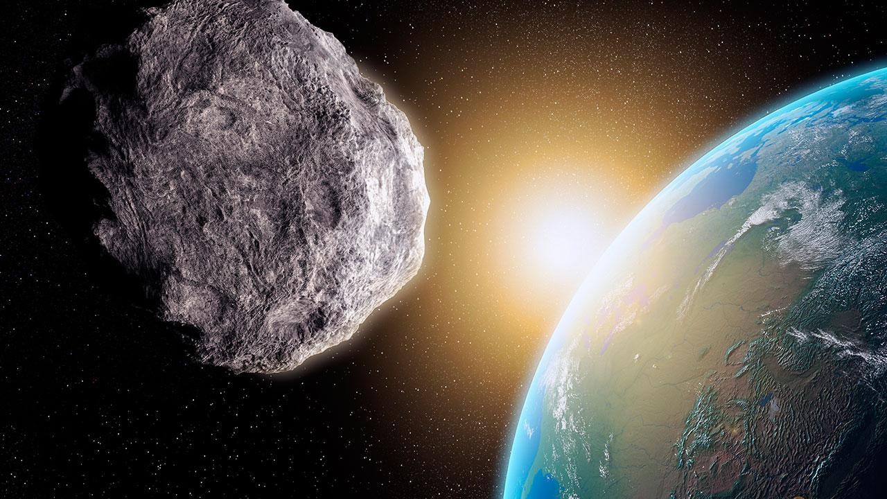 Earth and asteroid