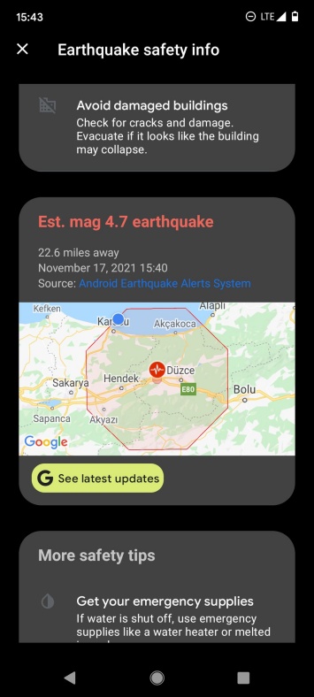 android earthquake alert