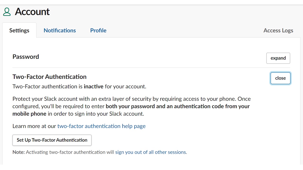 two factor authentication, 2fa, slack