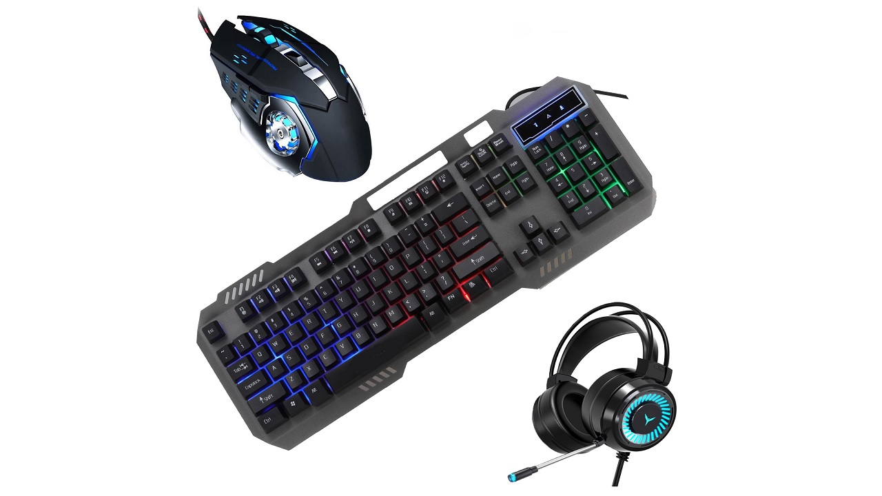 keyboard, mouse, headset, set