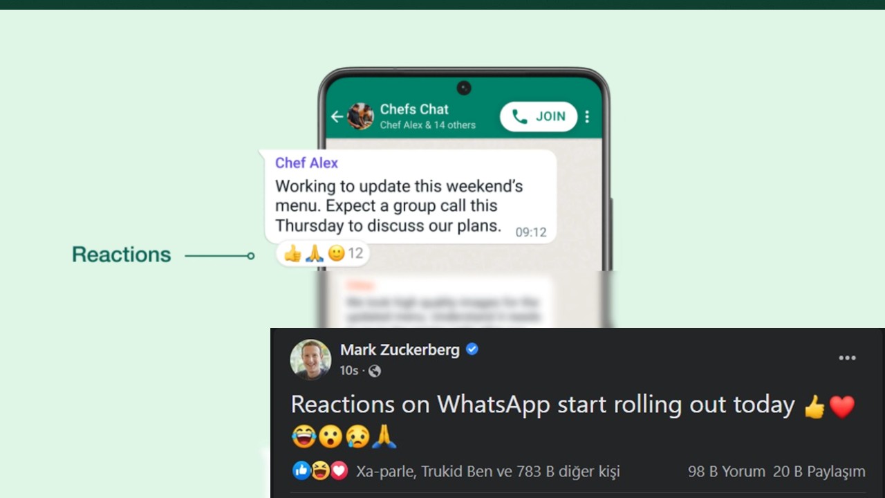 WhatsApp, Emoji ile Tepki Verme Özelliğini Kullanıma Sundu