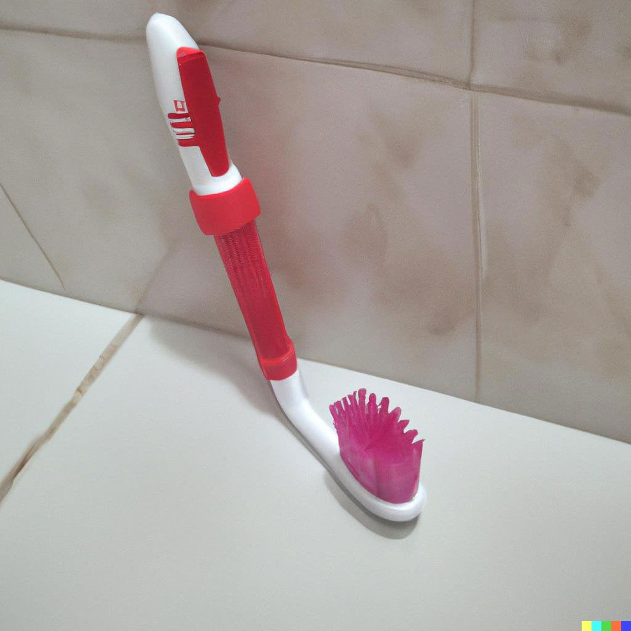 Combination of toilet brush and toothbrush