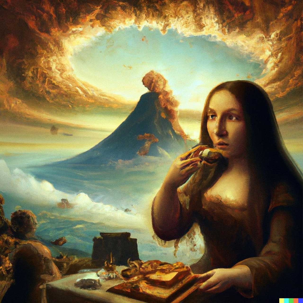 Mona Lisa eats cake