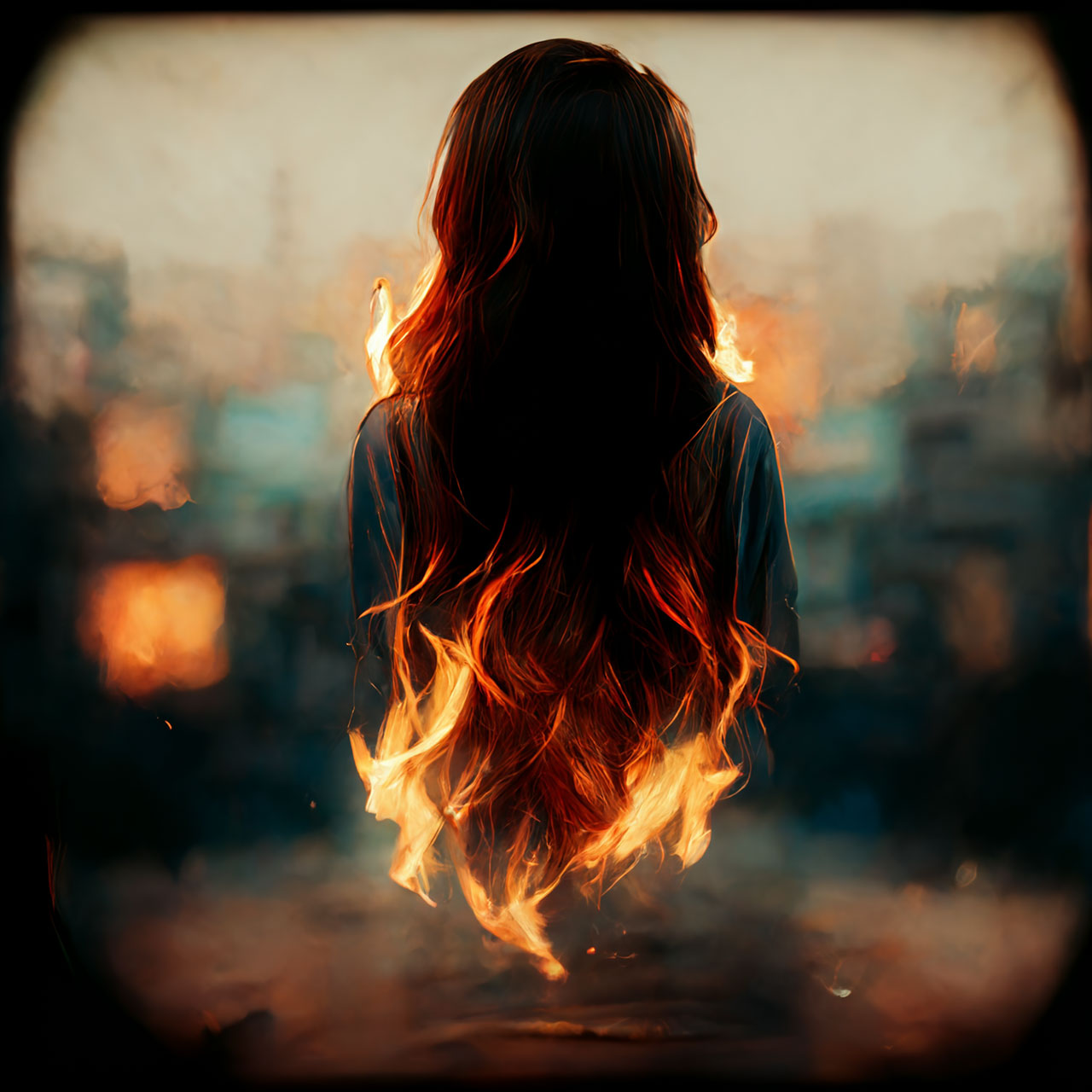 burning woman