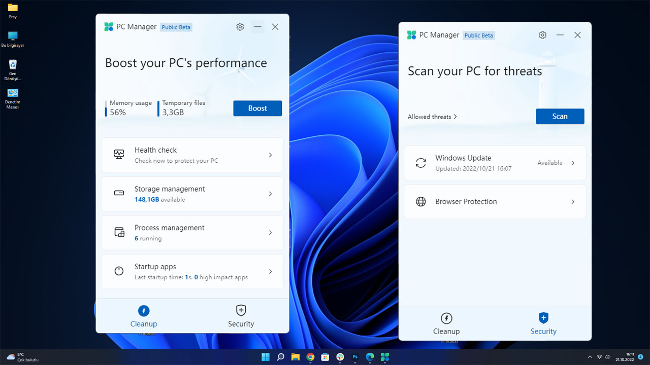 Microsoft'tan Bilgisayar Bakım Uygulaması: PC Manager