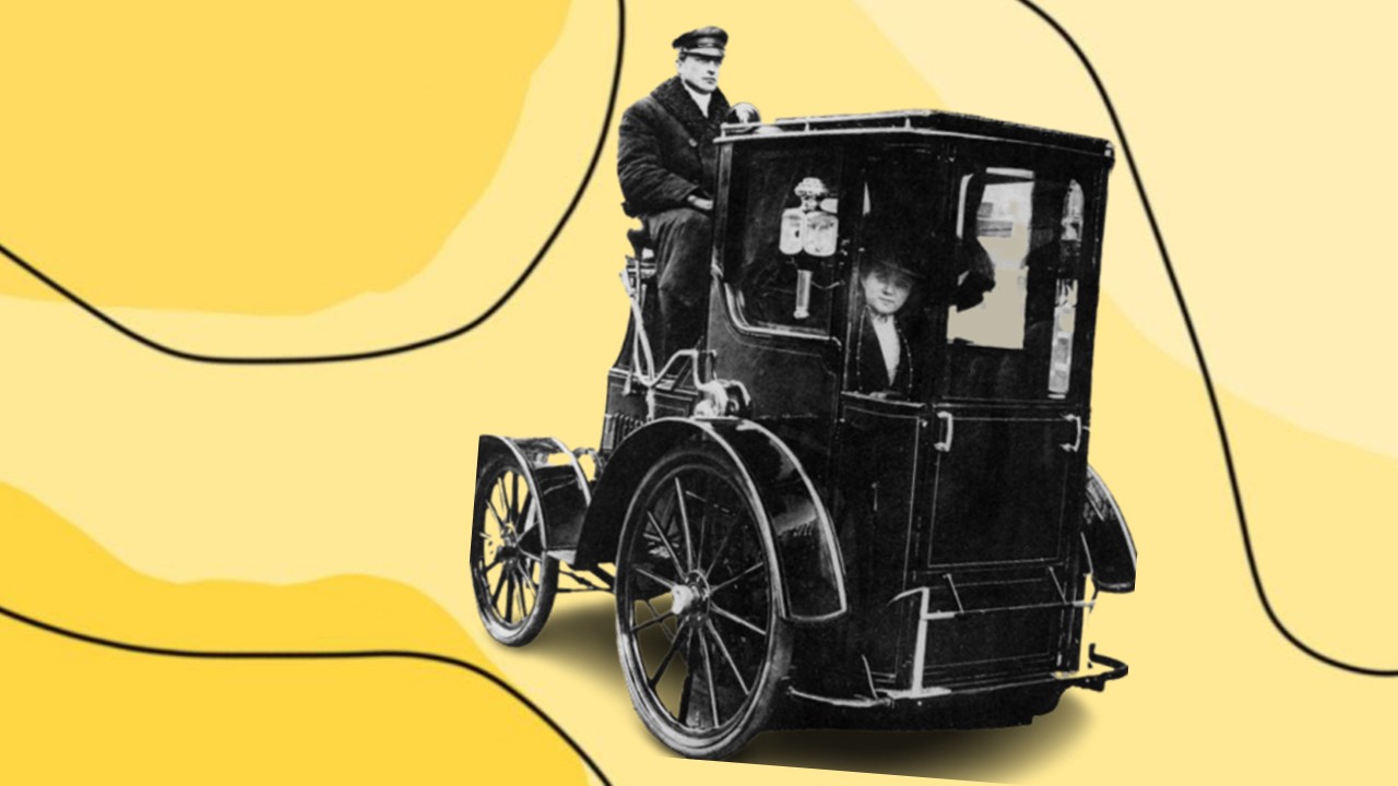 The first metered black taxis