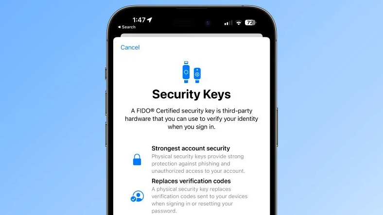 iOS 16.3 security keys
