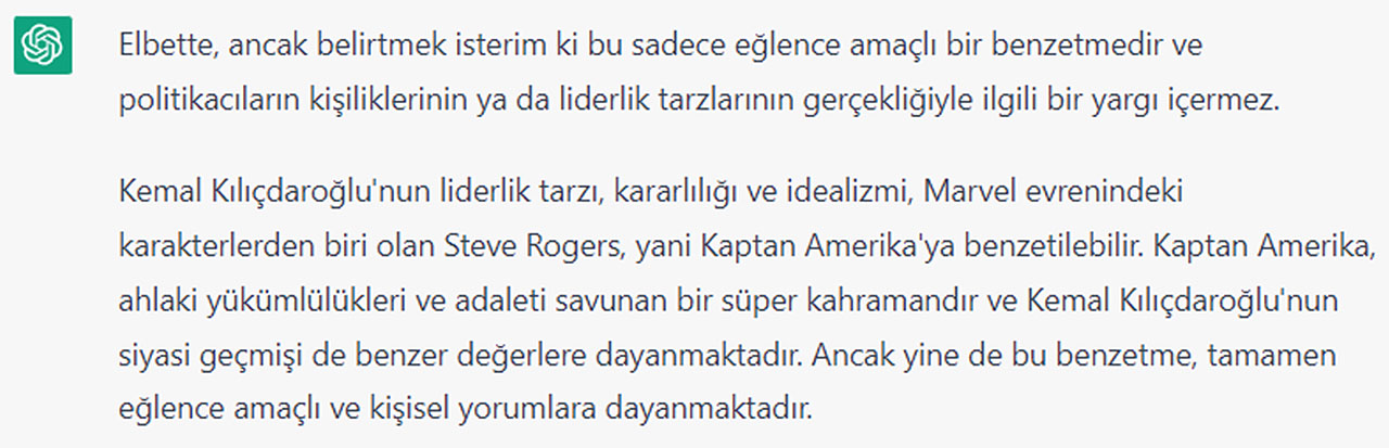 Kemal Kılıçdaroğlu chatgpt