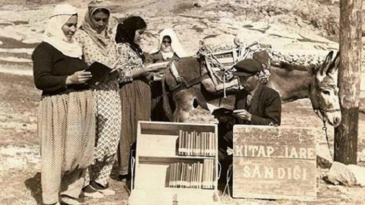 women during book exchange