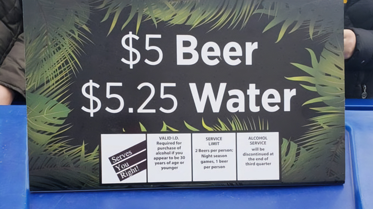 Beer and water price