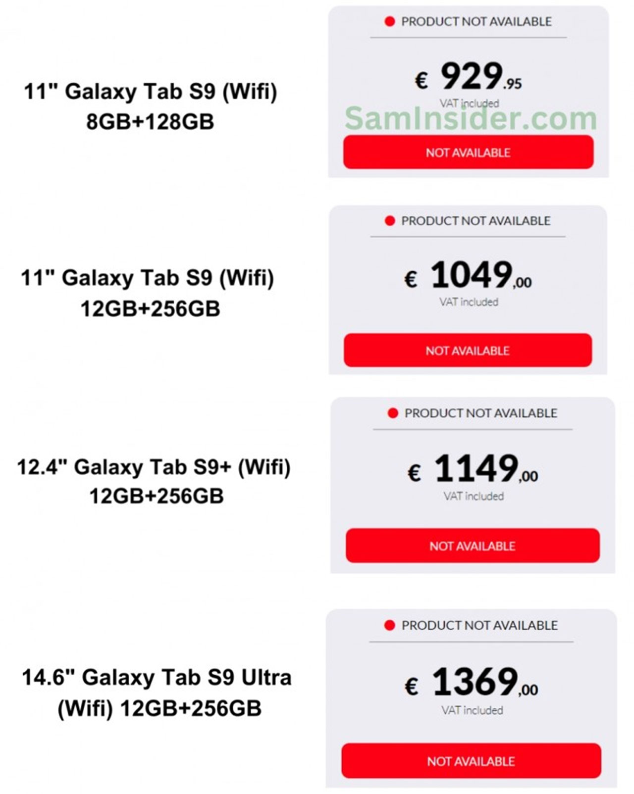 Samsung tab s9 prices