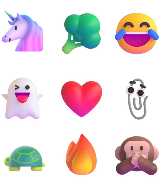 Windows 11 3 boyutlu emoji
