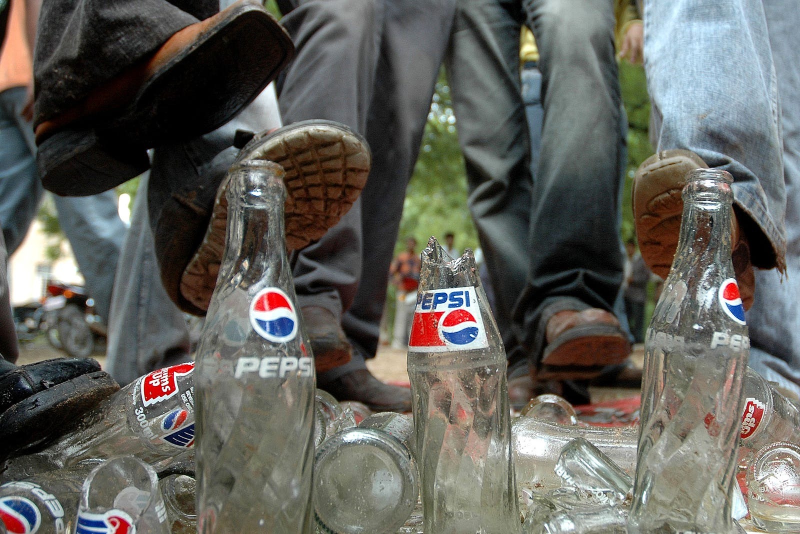 Kicking Pepsi bottle