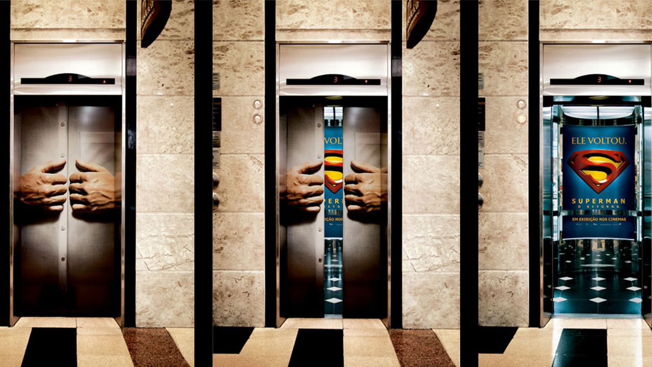 Superman çelik adam asansör reklamı