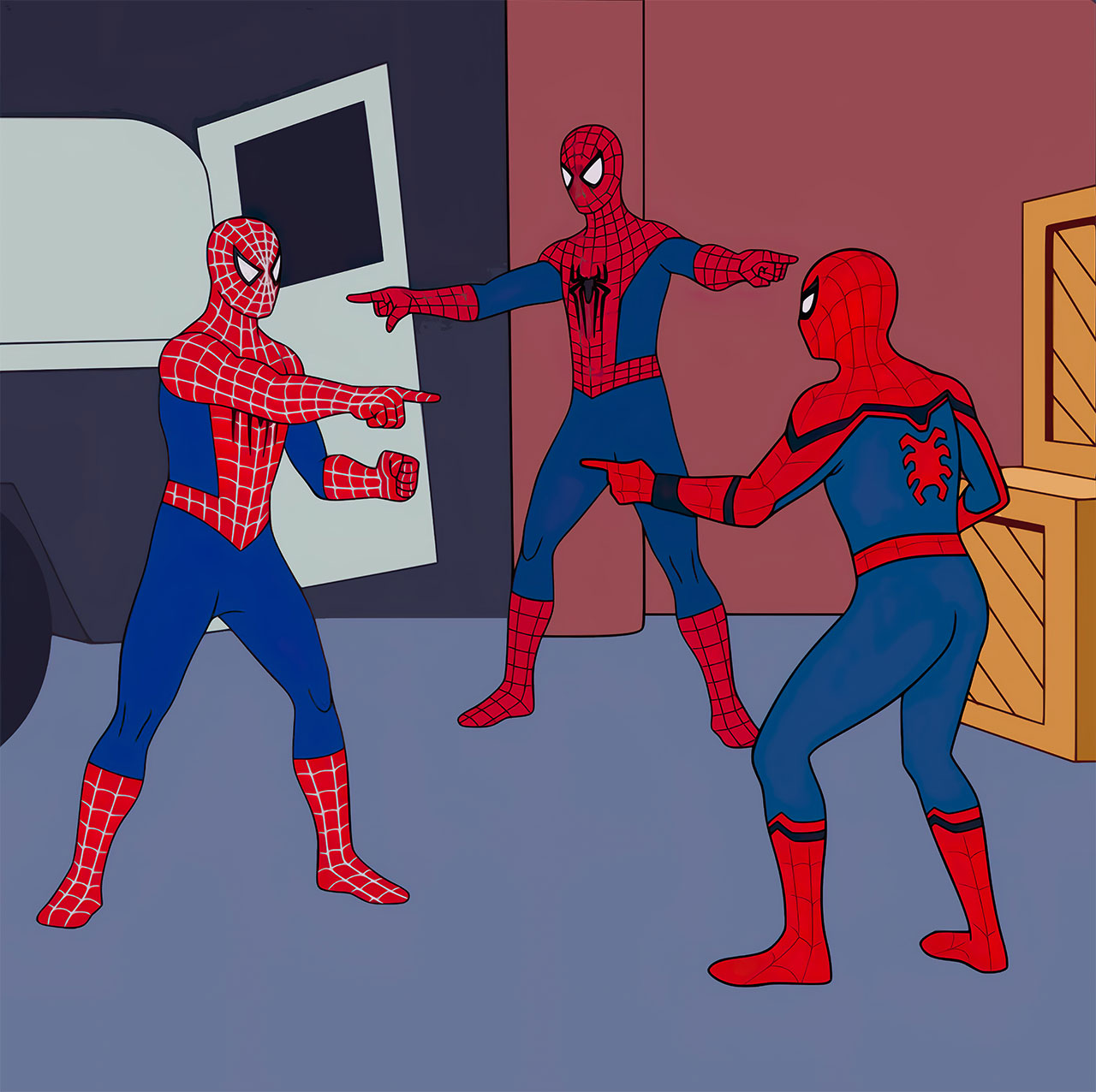 Birbirini İşaret Eden Spider-Man'ler