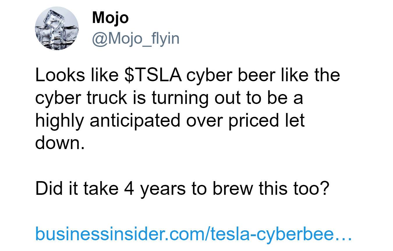 Tesla, the pioneer of the electric car industry, does not owe its success only to the quality of its cars.  Both the agendas created by Elon Musk and the company's unconventional strategies have brought Tesla to where it is today.  These strategies occasionally included selling products independent of the company's core business.  The last of these unusual products was CyberBeer, a beer sold in bottles bearing traces of Tesla's Cybertruck design.  The price of the set, consisting of two bottles of beer and two glasses, was 150 dollars.  The beers don't seem to have met the expectations of Tesla fans.  Rusty covers, bad taste... The platform chosen by many people to complain about Tesla's products was X, owned by Elon Musk.  One of the people who bought Tesla Cyberbeer said that the bottle cap was rusted and the beer tasted bad.  Some other users also pointed out that the beer tasted bad in general.  A user says that beers 
