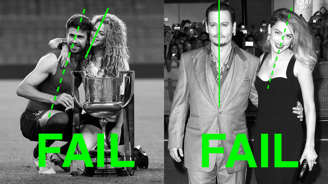 Shakira and Pique, Amber Heard and Johnny Depp green line 