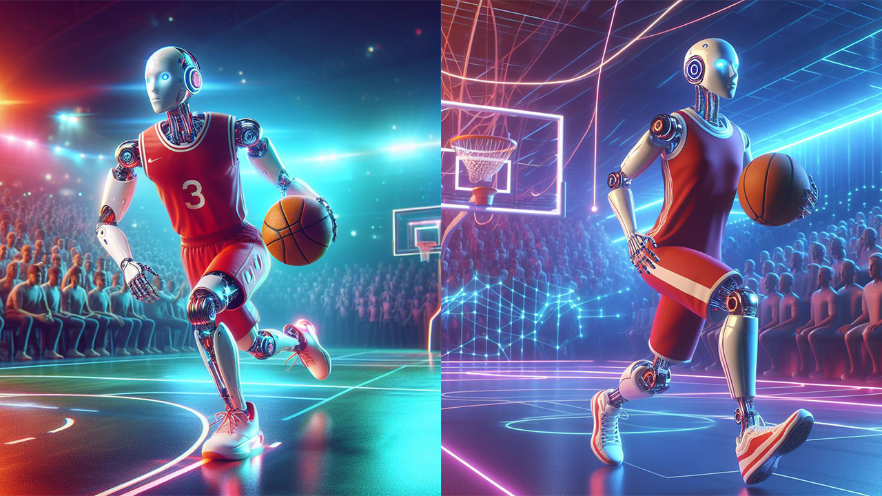 A robot playing basketball