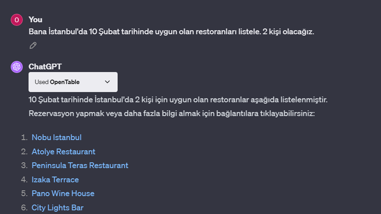 OpenTable plugin ChatGPT extension