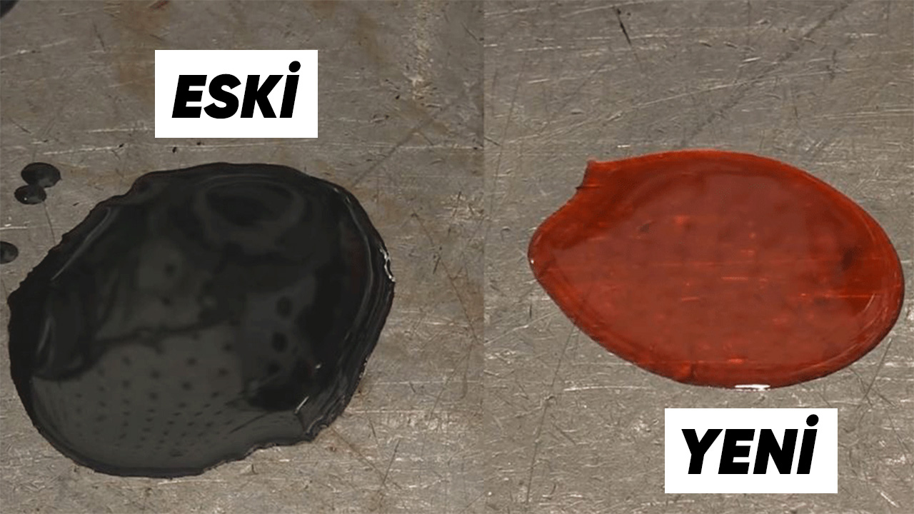Old and new transmission fluid