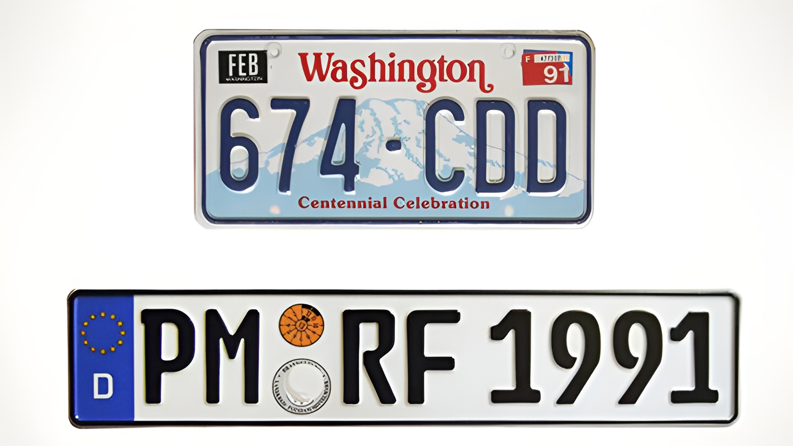 European and American license plates