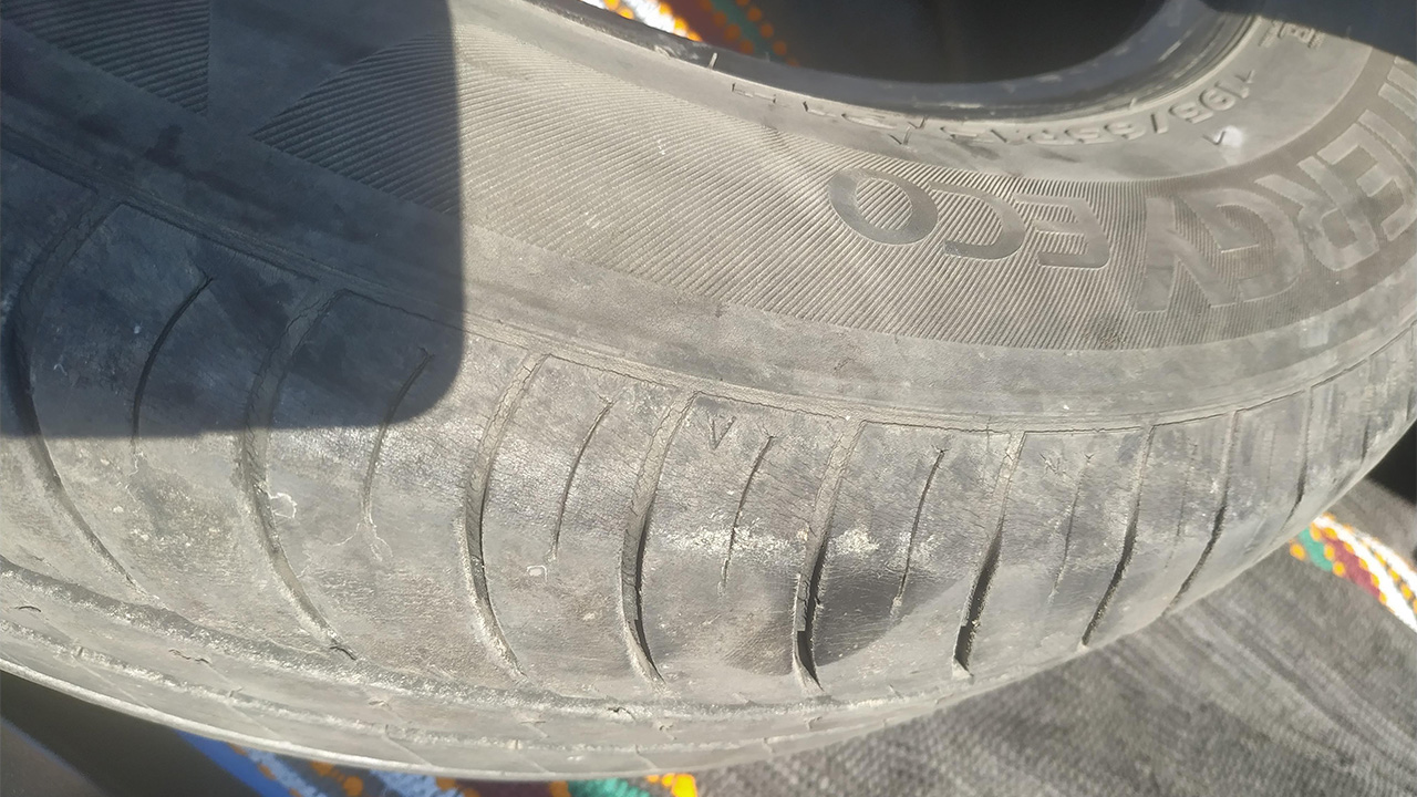 Worn vehicle tire
