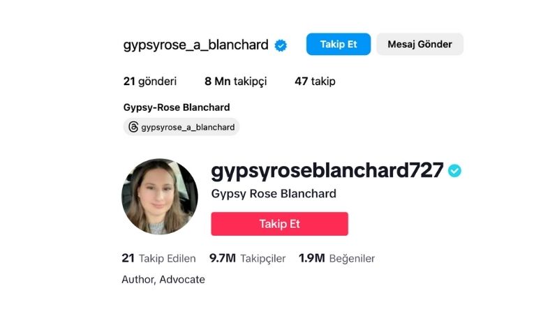Gypsy TikTok ve Instagram takipçileri