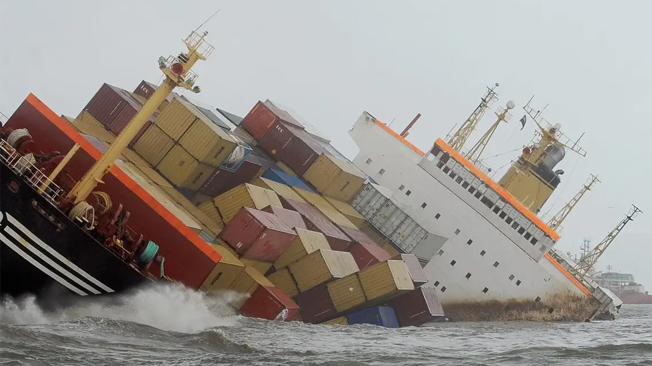 sinking container ship