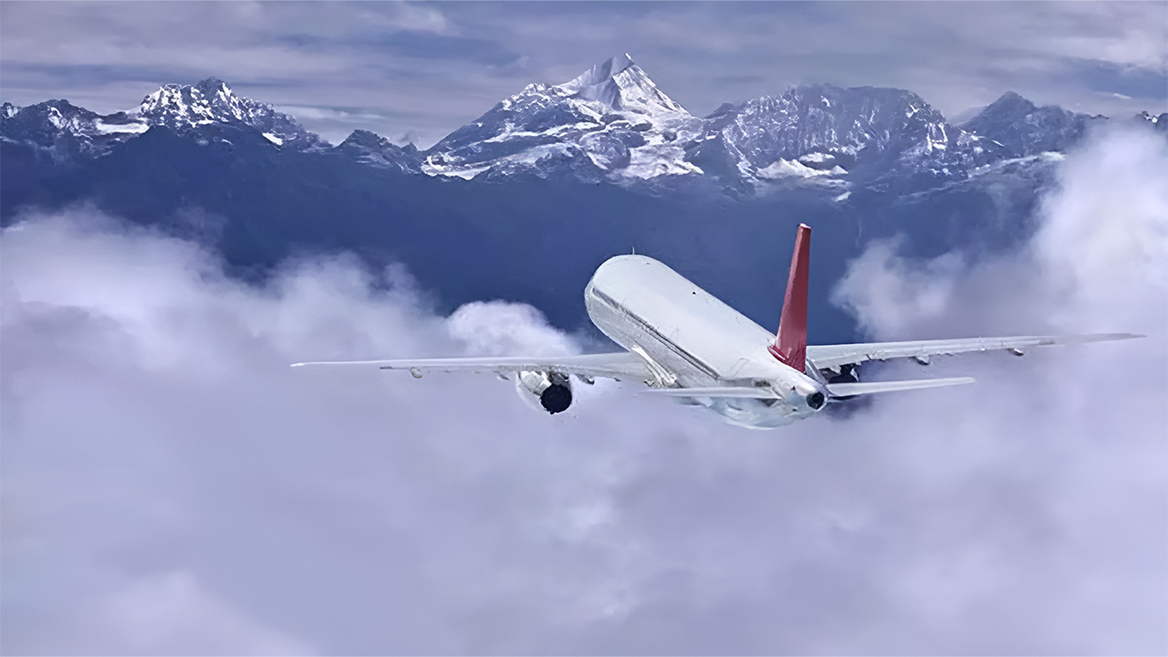 Everest dağından uçan uçak