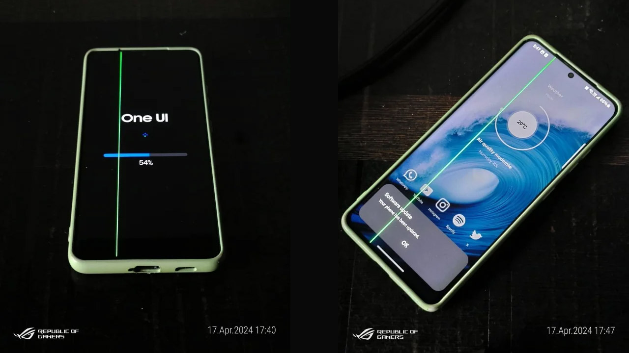 Samsung Galaxy S21 ekran yeşil çizgi